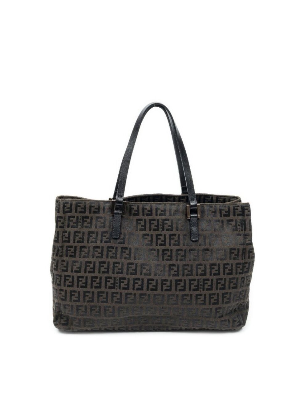Fendi Small Pop Tote Bag Dark Brown Black Zucchino Canvas